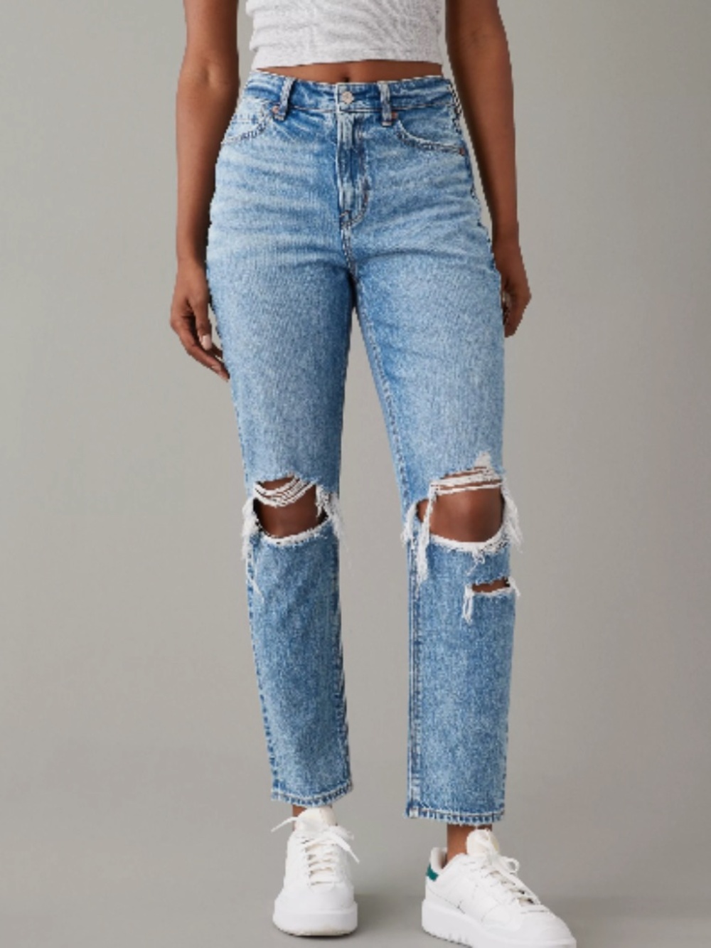 American Eagle Outfitters Light Blue Distressed Straight Leg Jeans